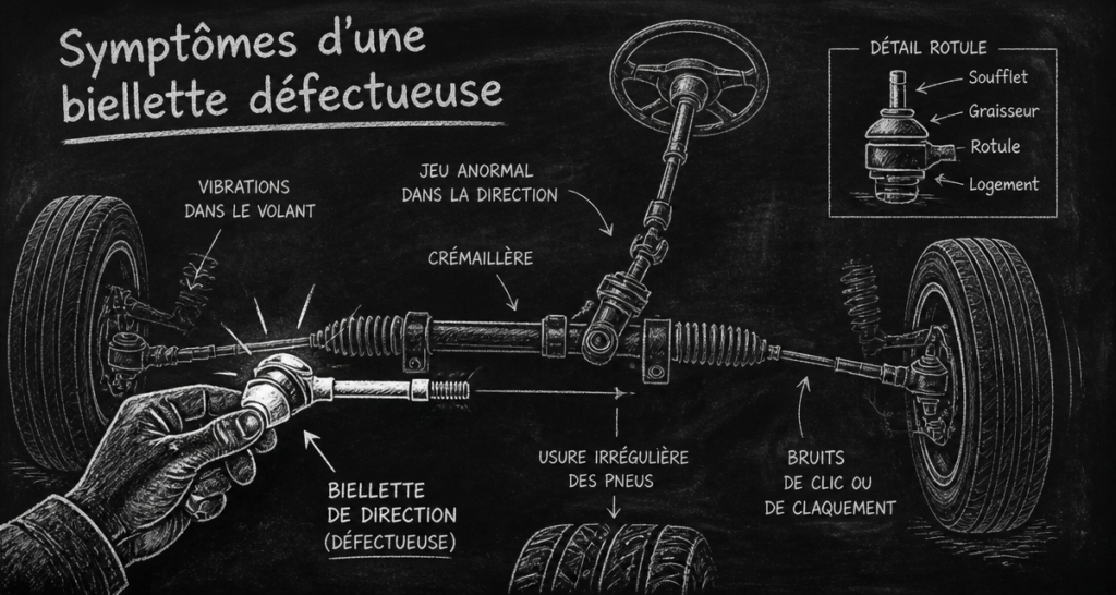 biellette de direction symptome schema craie