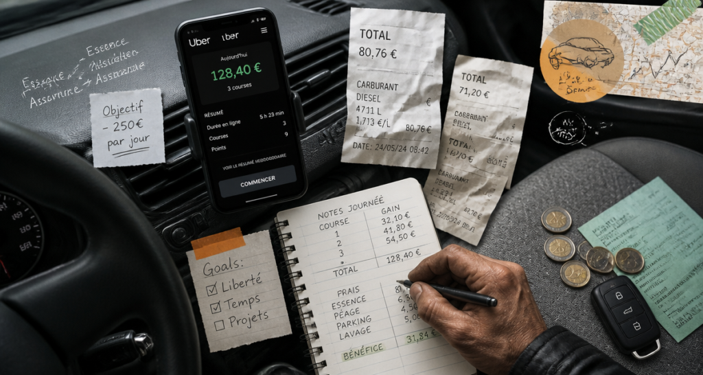 combien gagne un chauffeur uber par jour illustration tableau de bord